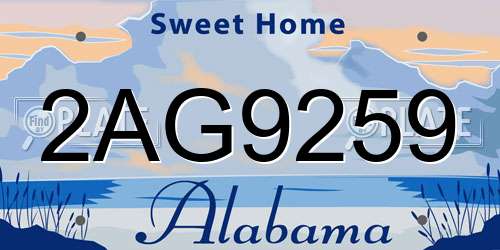 2AG9259 Alabama License Plate
