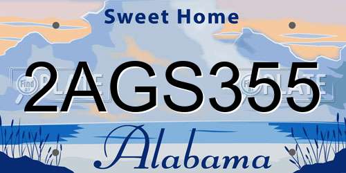 2AGS355 Alabama License Plate