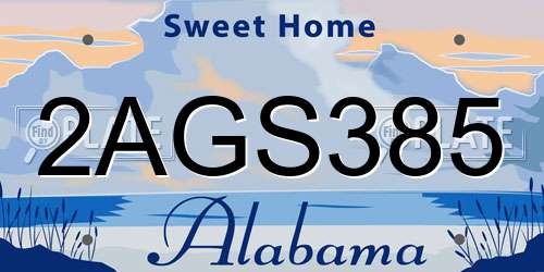 2AGS385 Alabama License Plate