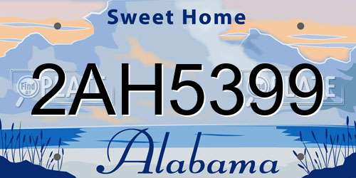 2AH5399 Alabama License Plate
