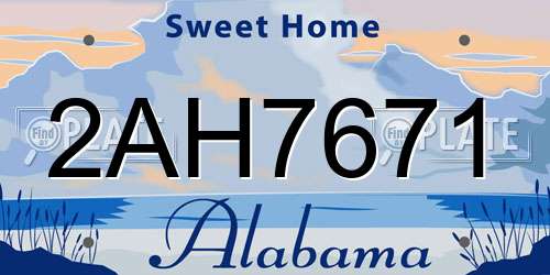 2AH7671 Alabama License Plate