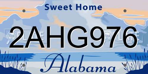 2AHG976 Alabama License Plate