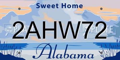2AHW72 Alabama License Plate