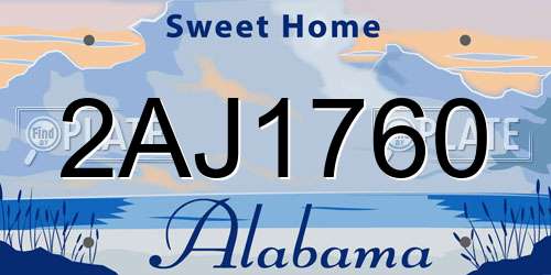 2AJ1760 Alabama License Plate