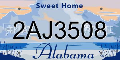 2AJ3508 Alabama License Plate