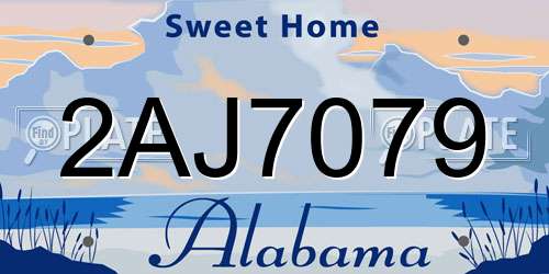 2AJ7079 Alabama License Plate