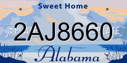 2AJ8660 Alabama License Plate