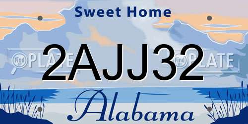 2AJJ32 Alabama License Plate