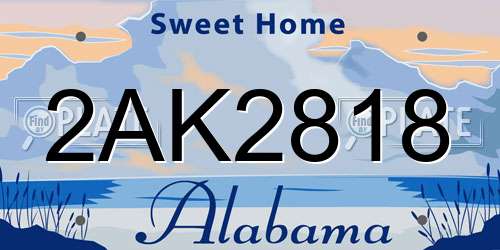 2AK2818 Alabama License Plate