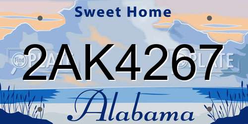 2AK4267 Alabama License Plate
