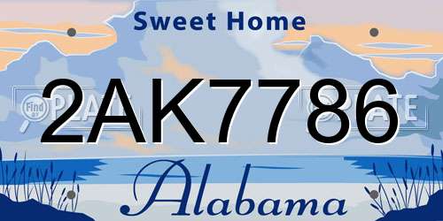 2AK7786 Alabama License Plate