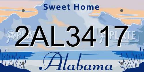 2AL3417 Alabama License Plate