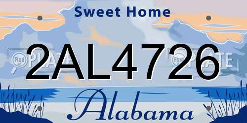 2AL4726 Alabama License Plate