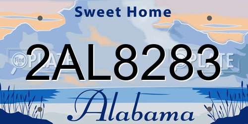 2AL8283 Alabama License Plate