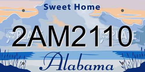 2AM2110 Alabama License Plate
