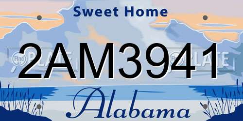 2AM3941 Alabama License Plate