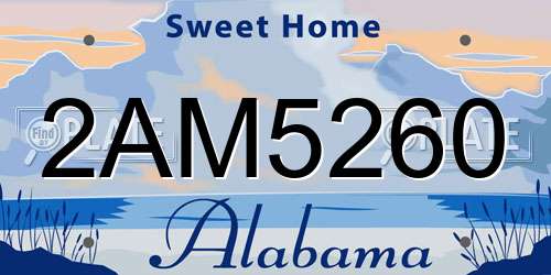 2AM5260 Alabama License Plate