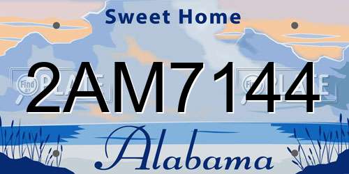 2AM7144 Alabama License Plate