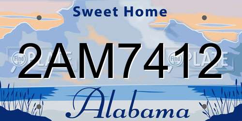 2AM7412 Alabama License Plate