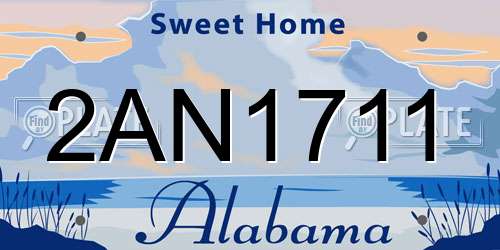 2AN1711 Alabama License Plate