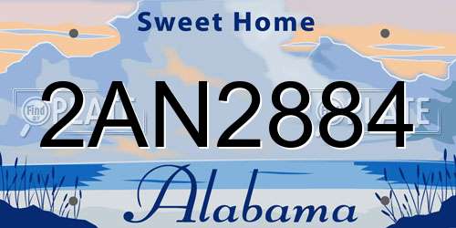 2AN2884 Alabama License Plate