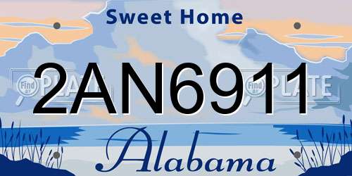 2AN6911 Alabama License Plate