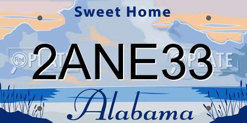 2ANE33 Alabama License Plate