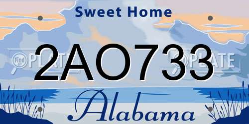 2AO733 Alabama License Plate