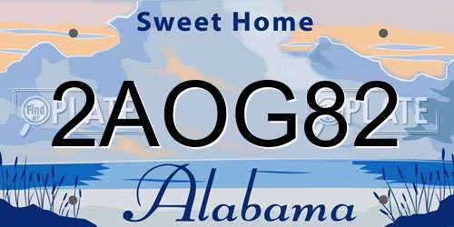 2AOG82 Alabama License Plate