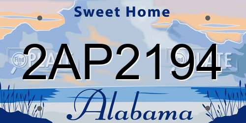 2AP2194 Alabama License Plate