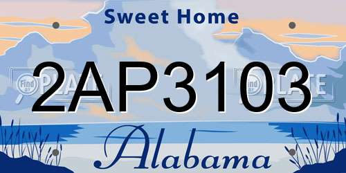 2AP3103 Alabama License Plate