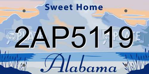 2AP5119 Alabama License Plate