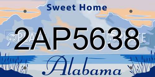 2AP5638 Alabama License Plate