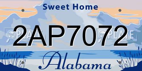 2AP7072 Alabama License Plate