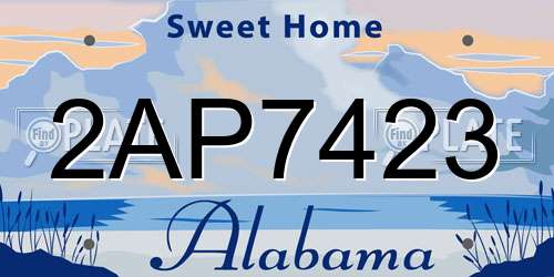 2AP7423 Alabama License Plate
