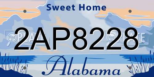 2AP8228 Alabama License Plate
