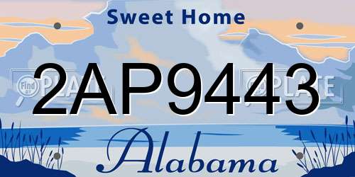 2AP9443 Alabama License Plate