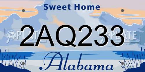 2AQ233 Alabama License Plate