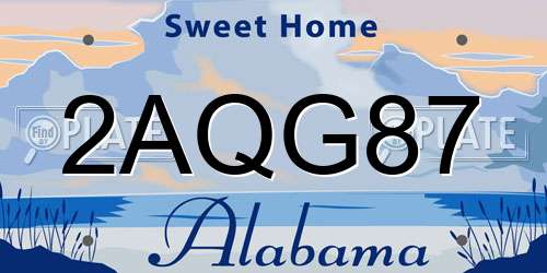 2AQG87 Alabama License Plate