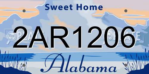 2AR1206 Alabama License Plate