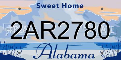 2AR2780 Alabama License Plate