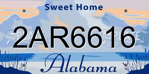 2AR6616 Alabama License Plate