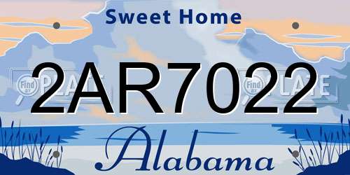 2AR7022 Alabama License Plate