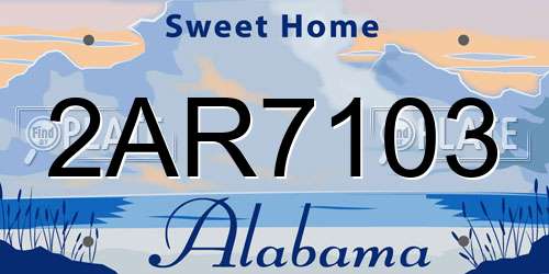 2AR7103 Alabama License Plate