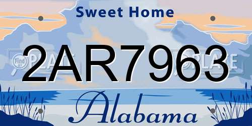 2AR7963 Alabama License Plate