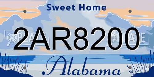 2AR8200 Alabama License Plate