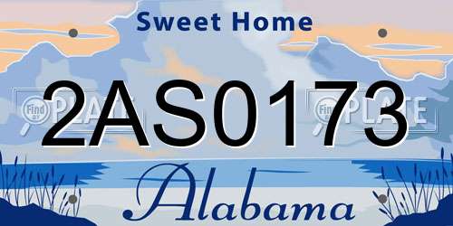2AS0173 Alabama License Plate