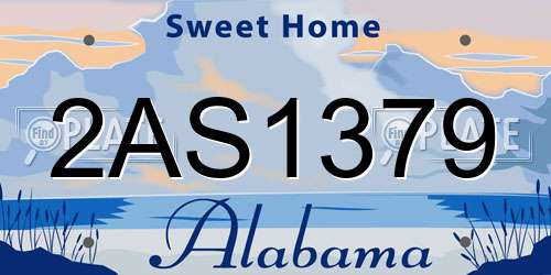 2AS1379 Alabama License Plate