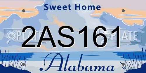 2AS161 Alabama License Plate