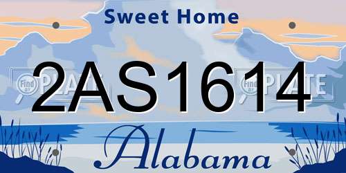 2AS1614 Alabama License Plate